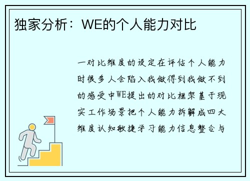 独家分析：WE的个人能力对比